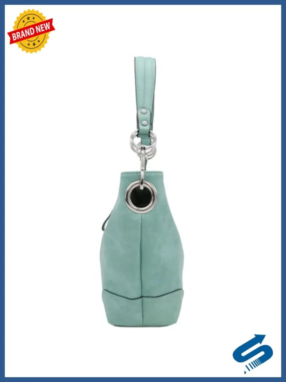 Hobo Shoulder Bag Faux Leather Silver Hardware Detachable Strap